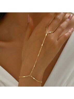 Gold Chain Bracelet with Ring